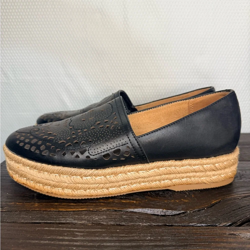 Naturalizer Thea Black Espadrille Loafers with Cutout Design